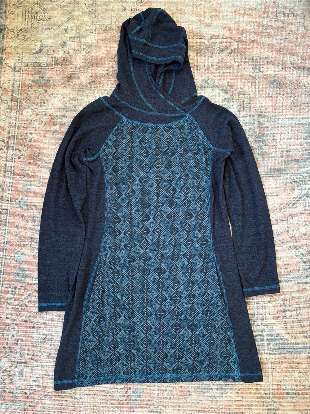 Prana Navy Hooded Tunic Dress Size Medium